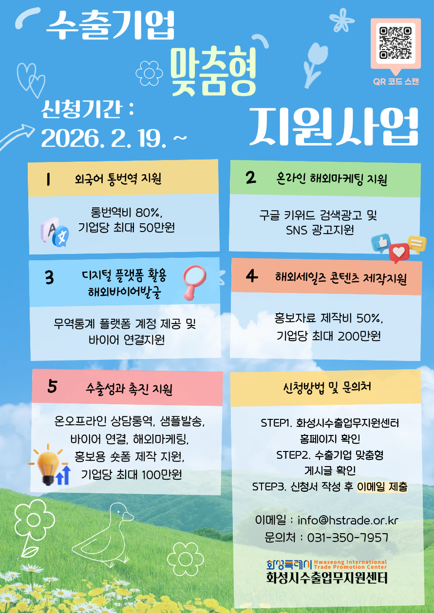 2026 화성시 수출기업 맞춤형 지원사업