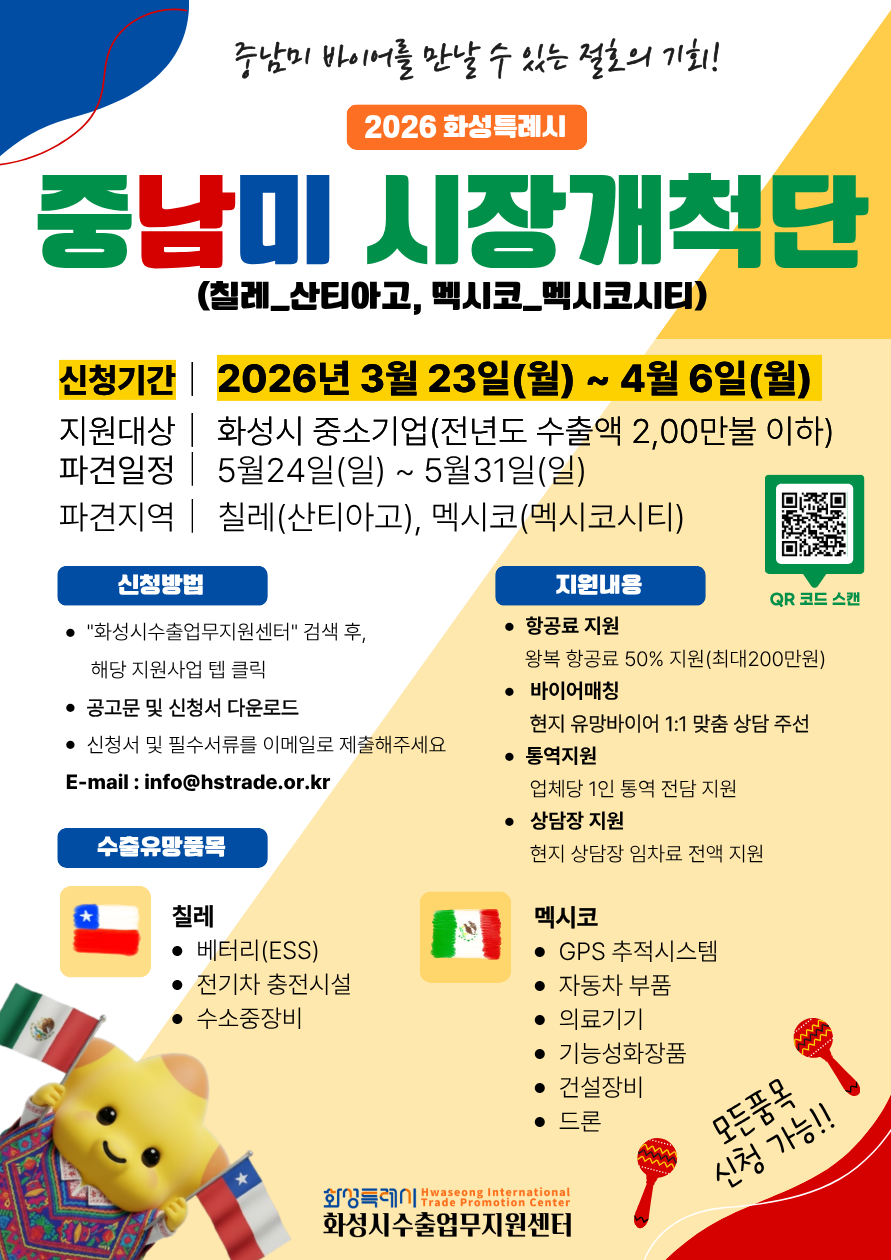 2026 화성특례시 중남미(칠레, 멕시코)시장개척단